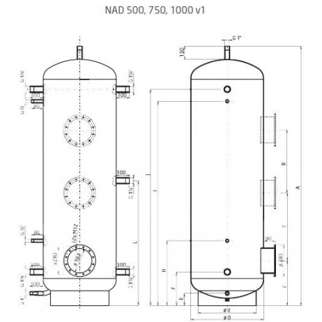 Akumuliacinė talpa su izoliacija DRAŽICE NAD v1 750 l 2