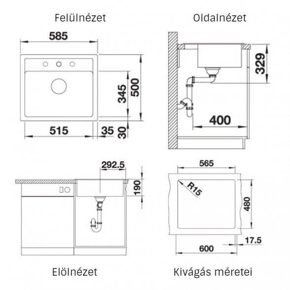 Akmens masės (granitinė) plautuvė BLANCO Legra 6, juoda 3