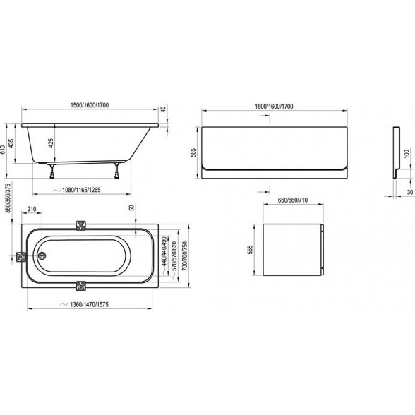 Akrilinė stačiakampė vonia RAVAK Chrome 1600 x 700 mm (Iš ekspozicijos) 9