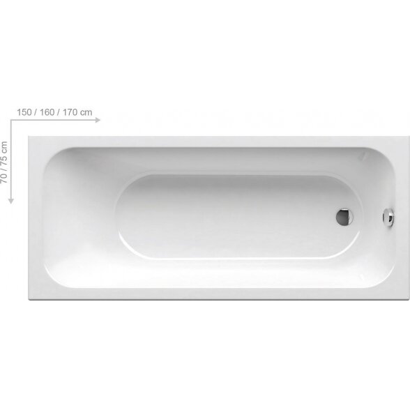 Akrilinė stačiakampė vonia RAVAK Chrome 1700 x 750 mm 1
