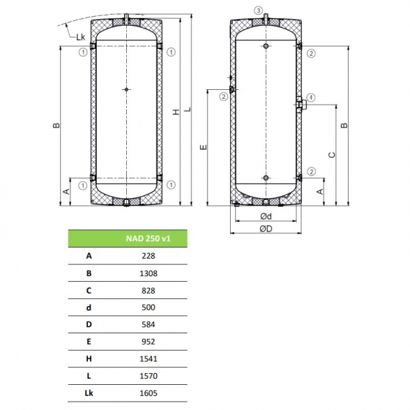 Akumuliacinė talpa su izoliacija DRAŽICE NAD v1 250 l 1
