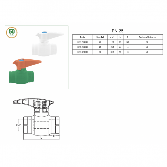 Rutulinis ventilis lituojamas PPr 25 1