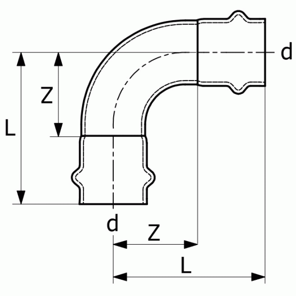 Alkūnė presuojamo anglinio plieno EUROTUBI 12 x 12 mm v/v - 90°, (V profilis) 1