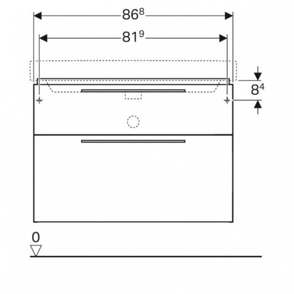 Apatinė spintelė su praustuvu (2 stalčiai) GEBERIT Smyle 90 cm, blizgiai balta 5