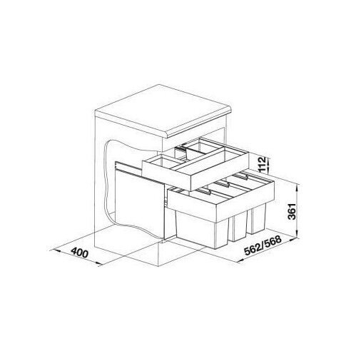 Atliekų rūšiavimo sistema 60 cm spintelei BLANCO SELECT 60/3 Orga 1