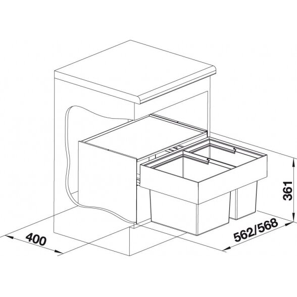 Atliekų rūšiavimo sistema 60 cm spintelei BLANCO SELECT II 60/2 2