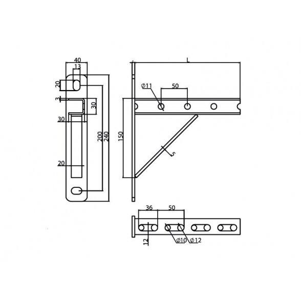 Atraminis perforuotas kampas NICZUK L=1200 mm 1