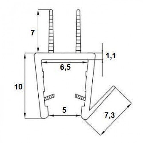 Berėmių dušo kabinų durų apačios sandarinimo juosta BALTIJOS GLASS 8 mm - 1000 mm 1