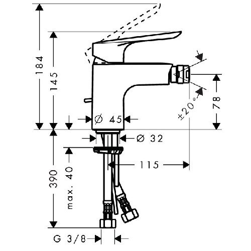 Bidė maišytuvas HANSGROHE Logis E, 71232000 3