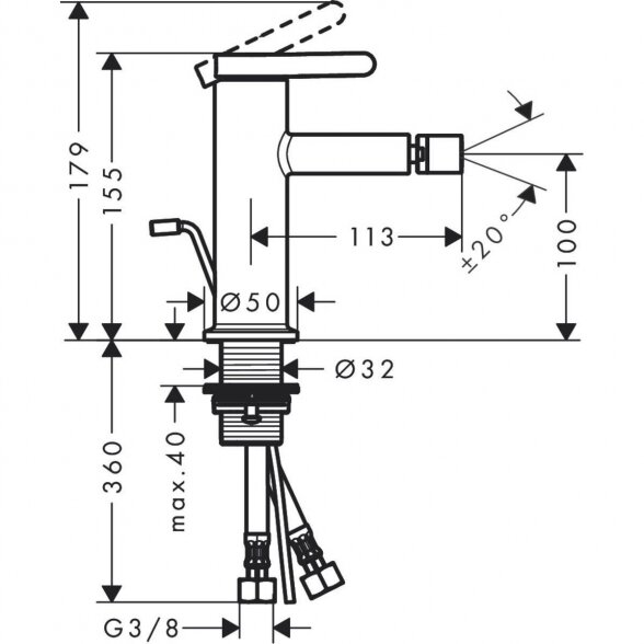 Bidė maišytuvas HANSGROHE Axor One 100, 48210990 1