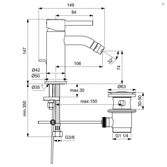 Bidė maišytuvas IDEAL STANDARD Cerafine O, juodas-matinis,  BC197XG 4