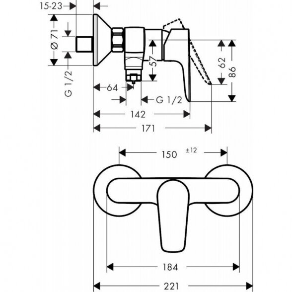 Dušo maišytuvas HANSGROHE Talis E, 71760140 1