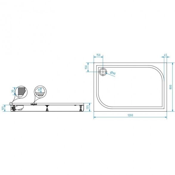 Dušo padėklas BRASTA GLASS Linas 80 x 100 cm 5