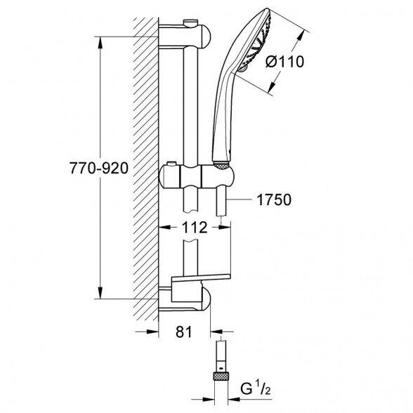 Dušo stovo komplektas GROHE Euphoria 110 Massage, 27226001 1