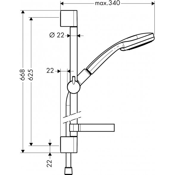 Dušo stovo komplektas HANSGROHE Croma 100 Multi / Unica'C 65 cm 2