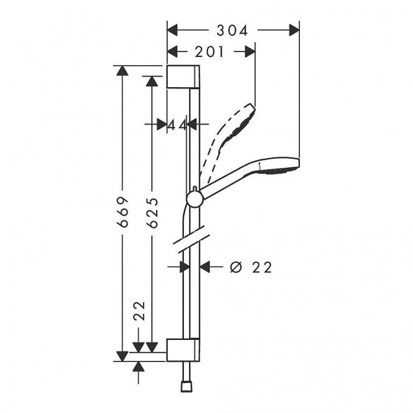 Dušo stovo komplektas HANSGROHE Croma Select S 65 cm 3jet srautas 14,7 l min, 26562400 4