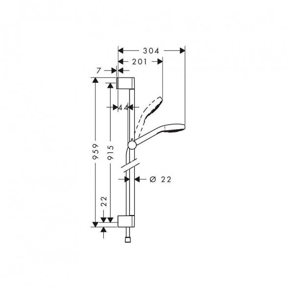 Dušo stovo komplektas HANSGROHE Croma Select S 90 cm 3jet srautas 14,7 l min, 26572400 3