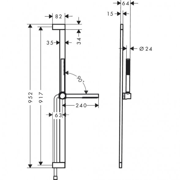 Dušo stovo komplektas HANSGROHE Pulsify S 952 mm 1jet EcoSmart, 24382670 1