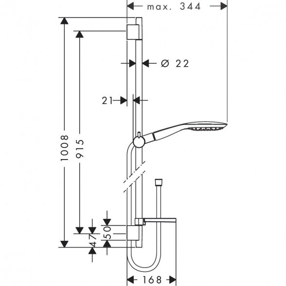 Dušo stovo komplektas HANSGROHE Raindance Select E 150 3jet & Unica'S Puro 90 cm, 27857000 1