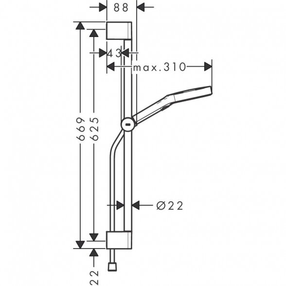 Dušo stovo komplektas HANSGROHE Rainfinity S Puro 65 cm, 28745000 3