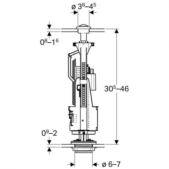 Dvigubas vandens nuleidimo mechanizmas klozetui Geberit Impuls Basic 240 136.919.21.2 6