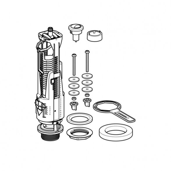 Dvigubas vandens nuleidimo mechanizmas klozetui Geberit Impuls Basic 240 136.919.21.2 5