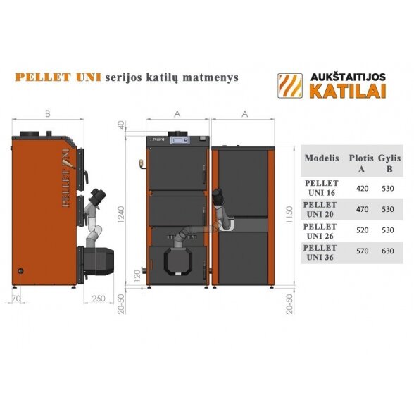 Granulinis katilas AUKŠTAITIJOS KATILAI Pellet Uni 36 kW 2