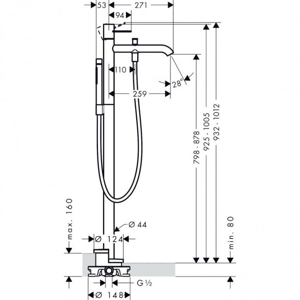 Grindinis vonios maišytuvas AXOR Loop, 38442000 3