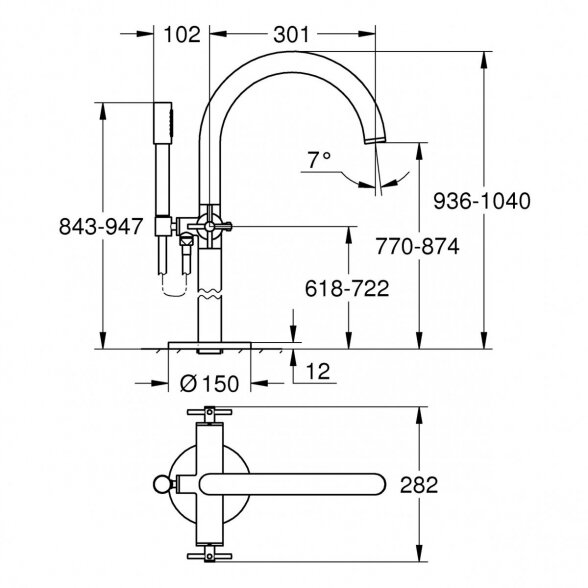 Grindinis vonios maišytuvas GROHE Atrio, 25272000 1