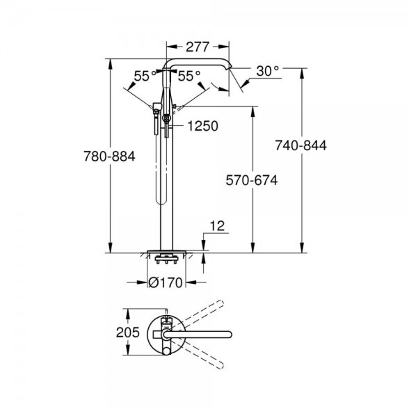 Grindinis vonios maišytuvas GROHE Essence, 25248A01 1