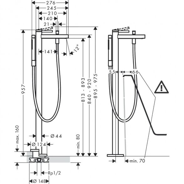 Grindinis vonios maišytuvas HANSGROHE Finoris, 76445000 2