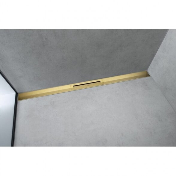 Grotelės dušo latakui (glaudžiama prie sienos) HANSGROHE RainDrain Flex Polished Gold Optic (Įvairių ilgių pasirinkimas) 1