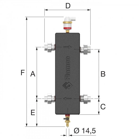 Hidraulinio srauto atskirimo indas FLAMCO FlexBalance EcoPlus C 140 kW - 1 1/2", 28379 2