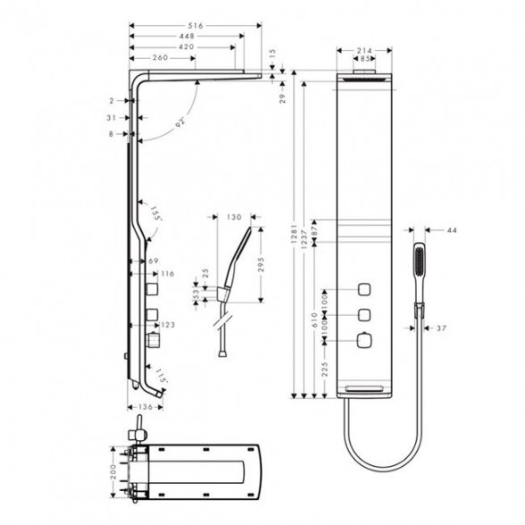 Hidromasažinė sienelė HANSGROHE Raindance Lift Satin/Chrome, 27008000 2