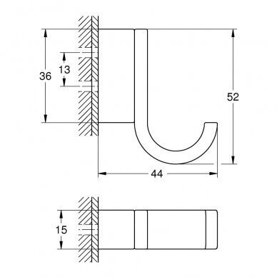 Kabliukas rankšluosčiui GROHE Selection, 41039DC0 2