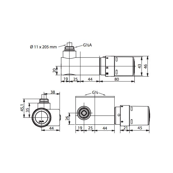 Kampinio termostato elemento komplektas DANFOSS VHX, chromuotas 10