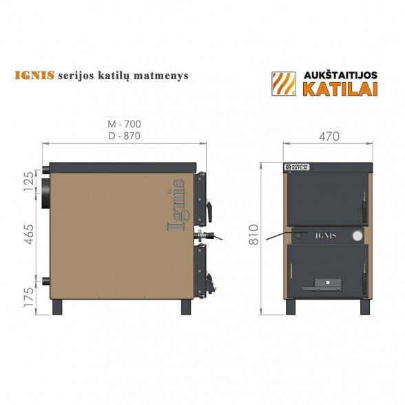 Kieto kuro katilas-viryklė AUKŠTAITIJOS KATILAI 10 kW, M 1