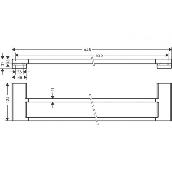 Laikiklis dvigubas rankšluosčiui HANSGROHE AddStoris 41743670, Matt Black 1