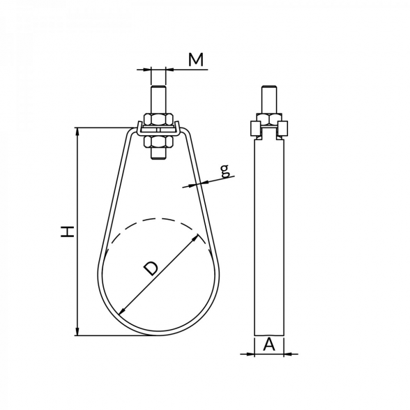 Laikiklis sprinklerinėms sistemoms NICZUK DN 1 1/2" ZP (48-51 mm), sriegis M8 1