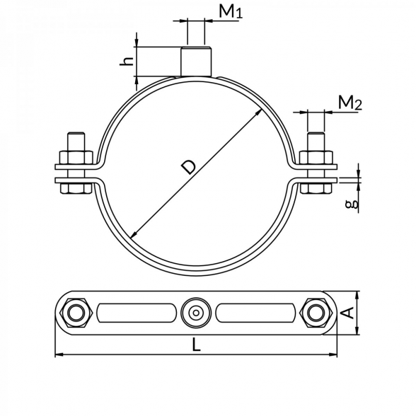 Laikiklis sprinklerinėms sistemoms NICZUK DN 1 1/4" PP (41-44 mm), sriegis M8-10 1