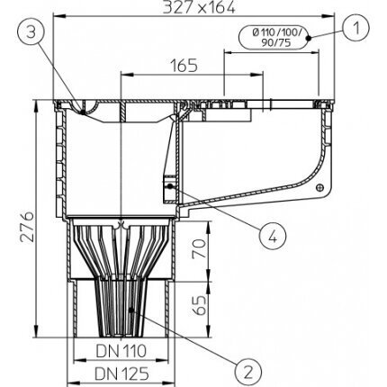 Lietaus surinkimo trapas HL, juodas HL660E 1