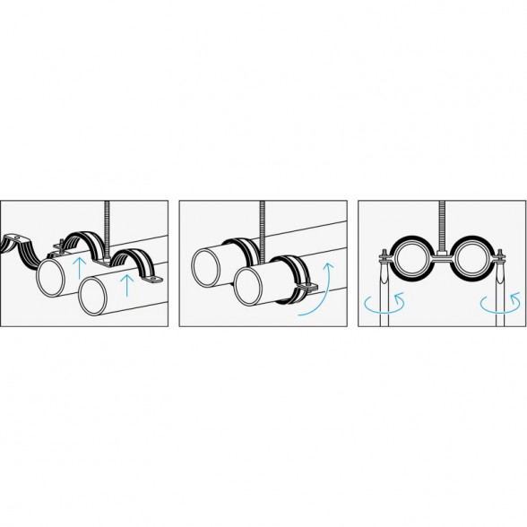 Metalinis laikiklis dvigubas su triukšmo slopinimo įdėklu NICZUK METALL 1/2" (20-23 mm), M8 2