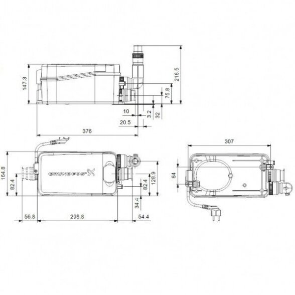 Nuotekų šalinimo stotelė - siurblinė GRUNDFOS Sololift2 D-2 1