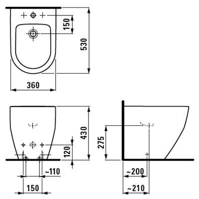 Pastatoma bidė LAUFEN Pro 3