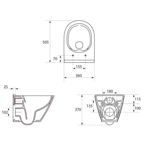 Pakabinama bidė CERSANIT City Oval 5