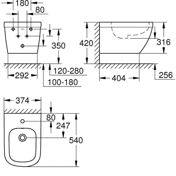 Pakabinama bidė GROHE Euro Ceramic, 39208000 5