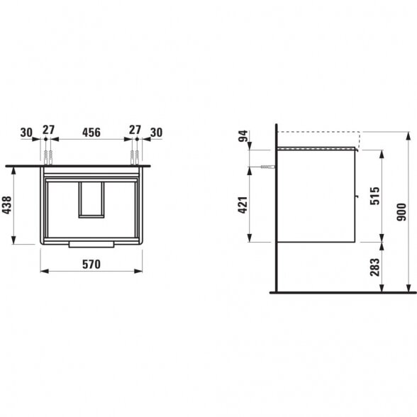 Pakabinama spintelė LAUFEN Base 570x438 mm, H4022321102601 1