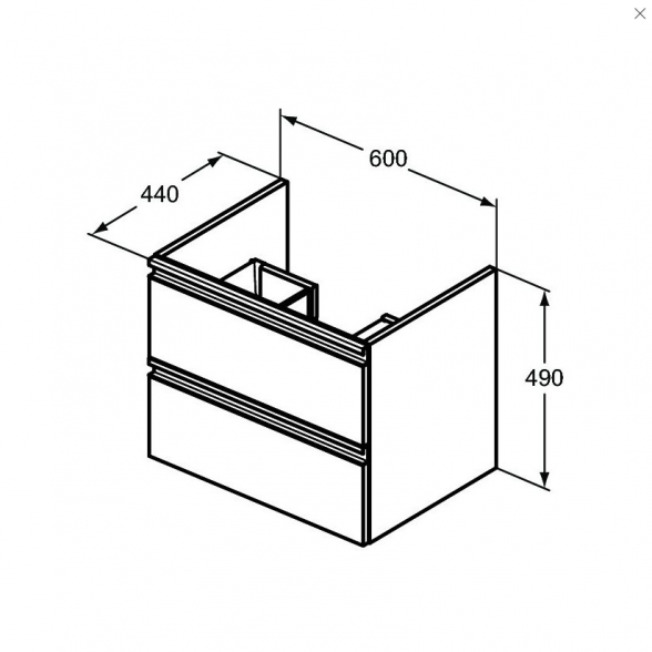 Pakabinama vonios spintelė su praustuvu IDEAL STANDARD Tesi 60 cm, juoda-matinė 5