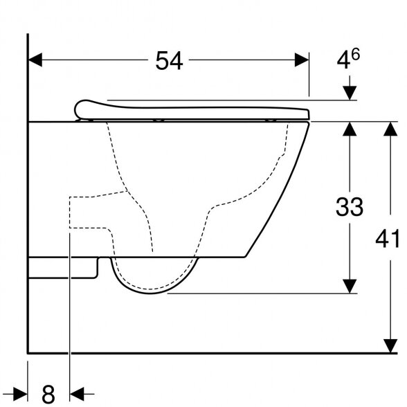 Pakabinamas unitazas GEBERIT Smyle Square Rimless su lėtai nusileidžiančiu dangčiu, 500.208.01.1+500.688.01.1 3