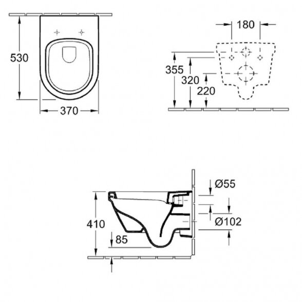 Pakabinamas unitazas VILLEROY & BOCH Architectura, Rimless su Ceramic plus danga, 4694HRR1 3